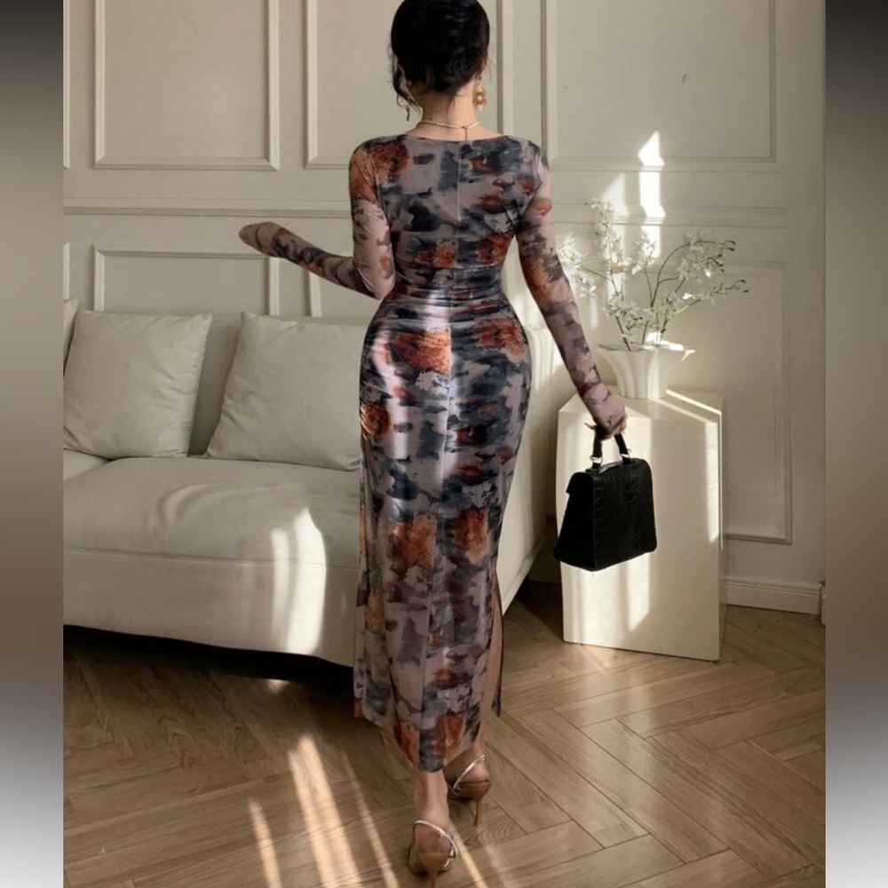 Dazy Elegant Multicolor Long Sleeve Dress - Picture 5 of 9